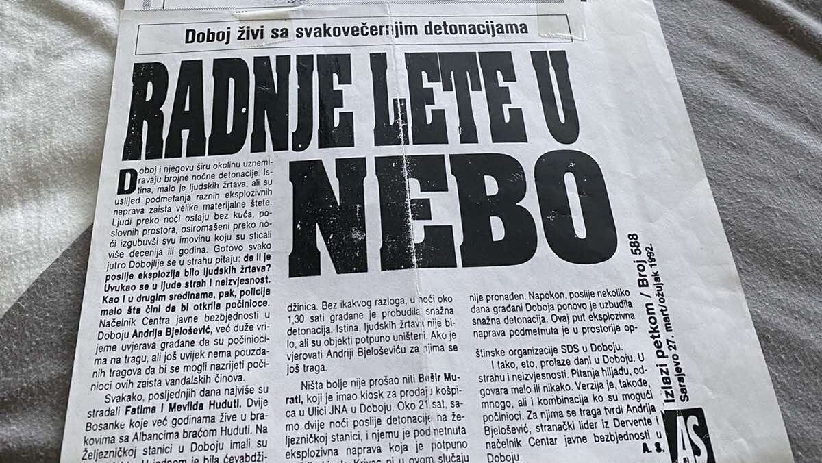 Isječak iz novina 1992. godine/ Foto: BIRN BiH