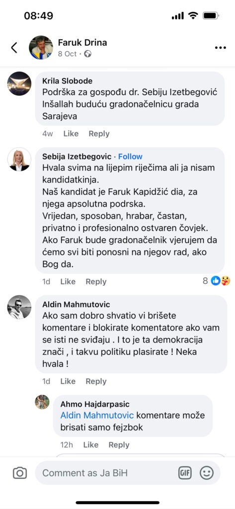 Komentar Sebije Izetbegović